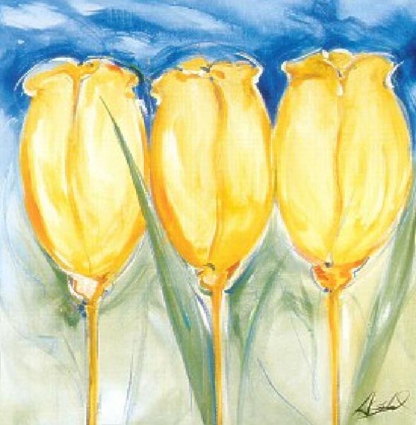 Alfred Gockel 3 Yellow Tulips